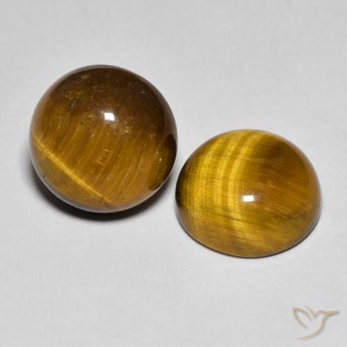 Pedras preciosas de Olho de Tigre Castanho médio natural de 8.41 ct, Redondo, Opaco