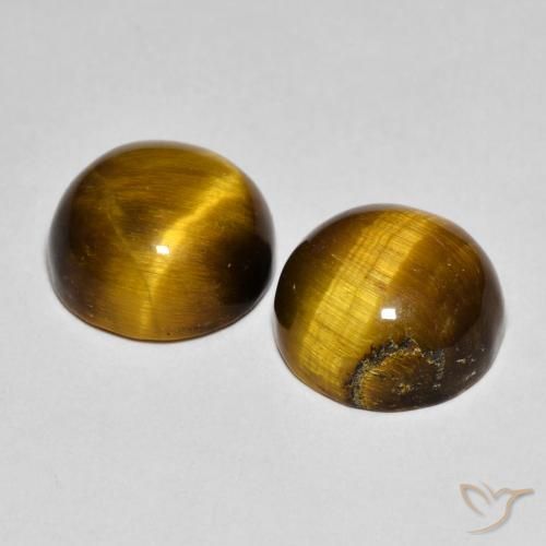 Pedras preciosas de Olho de Tigre Marrom dourado natural de 8.43 ct, Redondo, Opaco