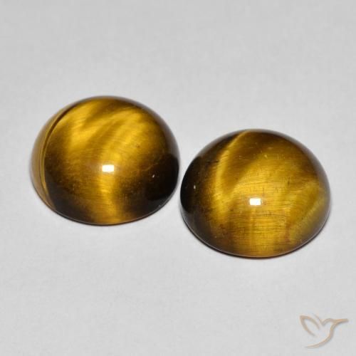 Pedras preciosas de tiger's eye marrom natural de 7,56 ct, corte redondo, opaco