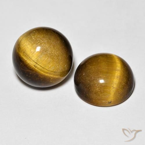 Pedras preciosas de Olho de Tigre Marrom-amarelado natural de 8.38 ct, Redondo, Opaco
