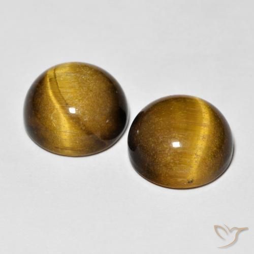 Pedras preciosas de Olho de Tigre Marrom-amarelado natural de 8.38 ct, Redondo, Opaco