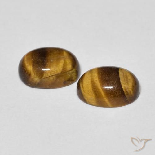 Pedras preciosas de Olho de Tigre Marrom dourado natural de 2.69 ct, oval, Opaco