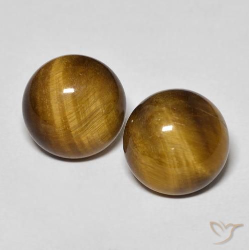 7.57ctw Natural Castanho médio Olho de Tigre, Redondo, Opaco
