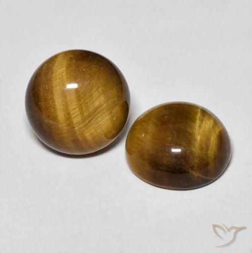 Pedras preciosas de Olho de Tigre Castanho médio natural de 7.57 ct, Redondo, Opaco
