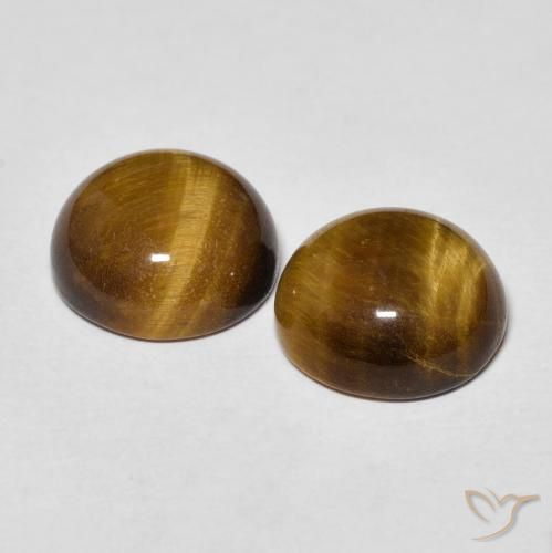Pedras preciosas de Olho de Tigre Castanho médio natural de 7.57 ct, Redondo, Opaco