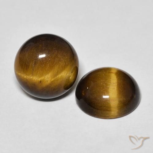 Pedras preciosas de Olho de Tigre Castanho médio natural de 7.41 ct, Redondo, Opaco