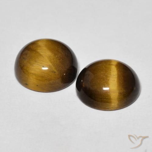 Pedras preciosas de Olho de Tigre Castanho médio natural de 7.41 ct, Redondo, Opaco