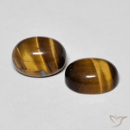 Pedras preciosas de Olho de Tigre Marrom dourado natural de 2.84 ct, oval, Opaco