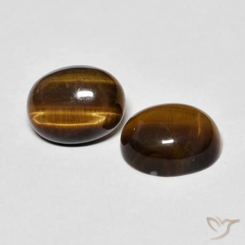 Pedras preciosas de Olho de Tigre Castanho médio natural de 4.43 ct, oval, Opaco