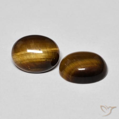 Pedras preciosas de Olho de Tigre Marrom dourado natural de 3.60 ct, oval, Opaco
