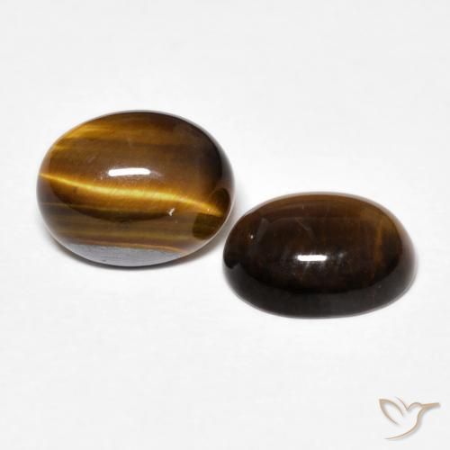 Pedras preciosas de Olho de Tigre Marrom Quente natural de 3.47 ct, oval, Opaco