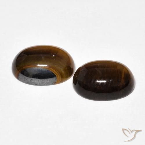 Pedras preciosas de Olho de Tigre Marrom Quente natural de 3.47 ct, oval, Opaco