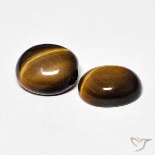 Pedras preciosas de Olho de Tigre Medium Dark-Brown natural de 3.30 ct, oval, Opaco