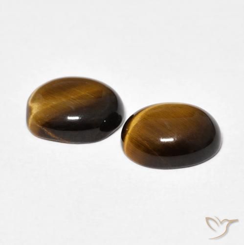 Pedras preciosas de Olho de Tigre Medium Dark-Brown natural de 3.30 ct, oval, Opaco