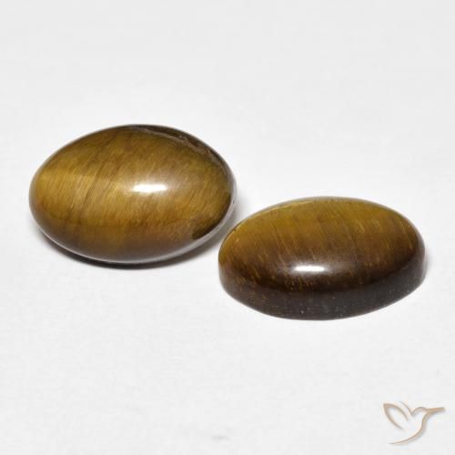 Pedras preciosas de Olho de Tigre Marrom dourado natural de 7.73 ct, oval, Opaco