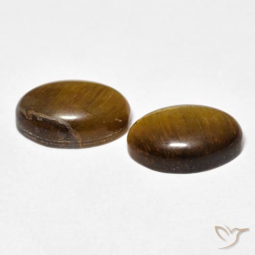 Pedras preciosas de Olho de Tigre Marrom dourado natural de 7.73 ct, oval, Opaco