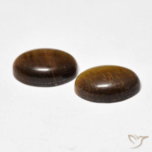 Pedras preciosas de Olho de Tigre Medium Dark-Brown natural de 7.36 ct, oval, Opaco