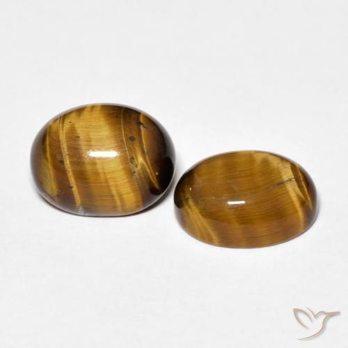 Pedras preciosas de Olho de Tigre Marrom-amarelado natural de 4.12 ct, oval, Opaco
