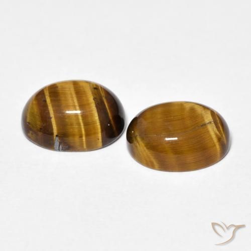 Pedras preciosas de Olho de Tigre Marrom-amarelado natural de 4.12 ct, oval, Opaco