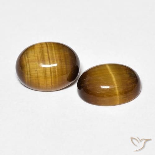 Pedras preciosas de Olho de Tigre Marrom-amarelado natural de 3.42 ct, oval, Opaco