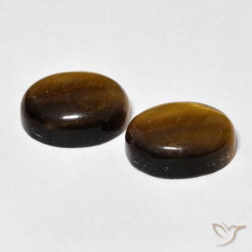 Pedras preciosas de Olho de Tigre Marrom dourado natural de 5.80 ct, oval, Opaco
