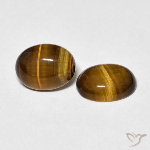 Pedras preciosas de Olho de Tigre Marrom-amarelado natural de 3.01 ct, oval, Opaco