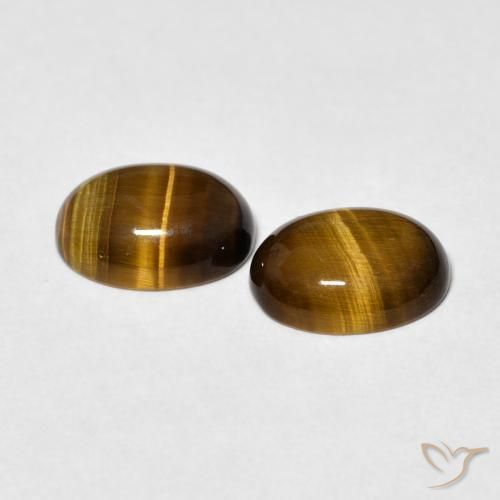 Pedras preciosas de Olho de Tigre Marrom-amarelado natural de 3.01 ct, oval, Opaco