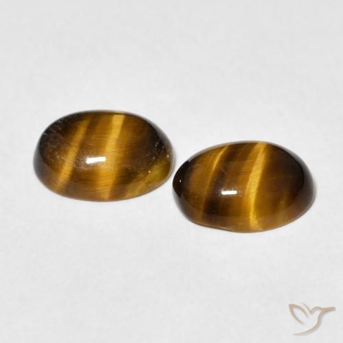 Pedras preciosas de Olho de Tigre Marrom Quente natural de 3.05 ct, oval, Opaco