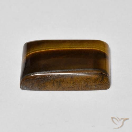 Olho de Tigre Castanho médio Natural 12.14ct, baguete, Opaco