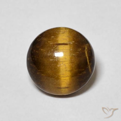 1.98ct Natural Marrom-amarelado Olho de Tigre, Redondo, Opaco