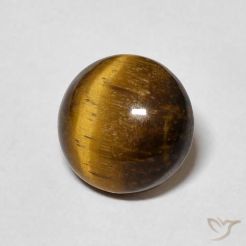 Olho de Tigre Marrom-amarelado Natural 1.98ct, Redondo, Opaco