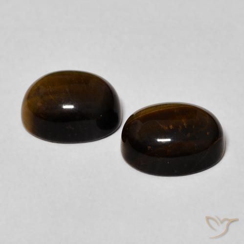 Pedras preciosas de Olho de Tigre Marrom Quente natural de 4.46 ct, oval, Opaco