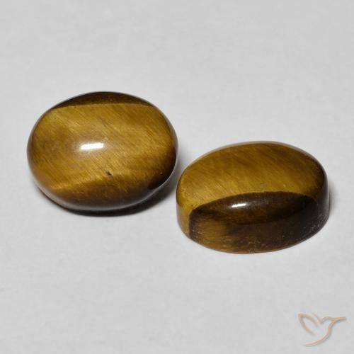 Pedras preciosas de Olho de Tigre Marrom-amarelado natural de 6.17 ct, oval, Opaco