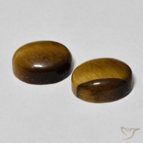 Pedras preciosas de Olho de Tigre Marrom-amarelado natural de 6.17 ct, oval, Opaco