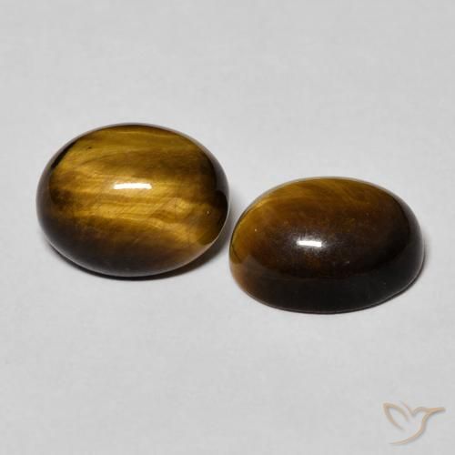 Pedras preciosas de Olho de Tigre Marrom dourado natural de 6.34 ct, oval, Opaco