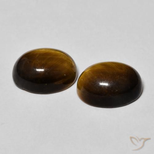 Pedras preciosas de Olho de Tigre Marrom dourado natural de 6.34 ct, oval, Opaco
