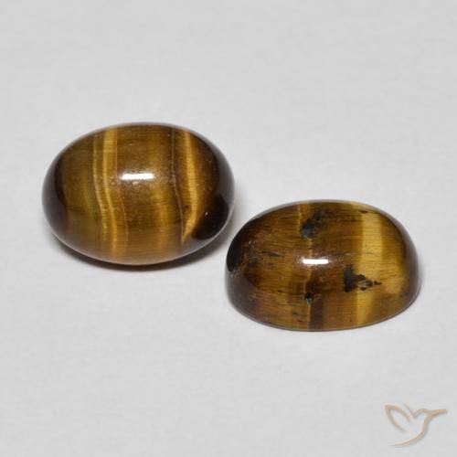Pedras preciosas de Olho de Tigre Marrom dourado natural de 2.94 ct, oval, Opaco