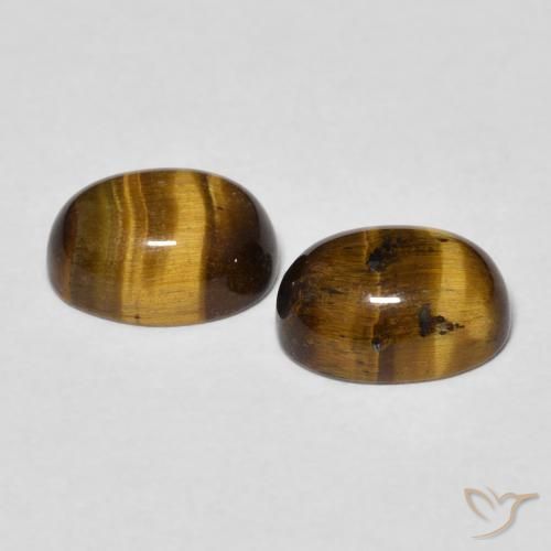 Pedras preciosas de Olho de Tigre Marrom dourado natural de 2.94 ct, oval, Opaco