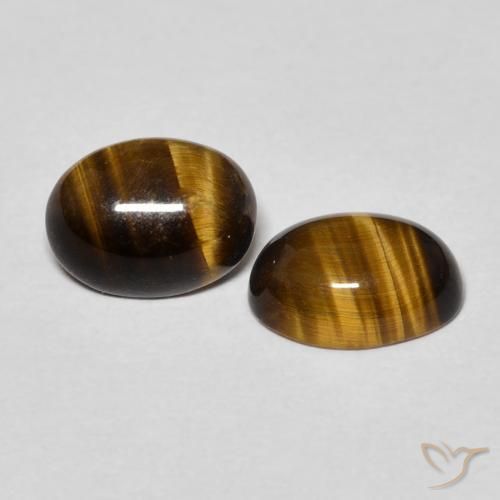Pedras preciosas de Olho de Tigre Marrom dourado natural de 2.30 ct, oval, Opaco