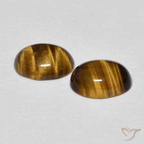 Pedras preciosas de Olho de Tigre Marrom dourado natural de 2.30 ct, oval, Opaco