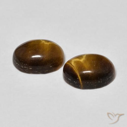 Pedras preciosas de Olho de Tigre Castanho médio natural de 2.90 ct, oval, Opaco