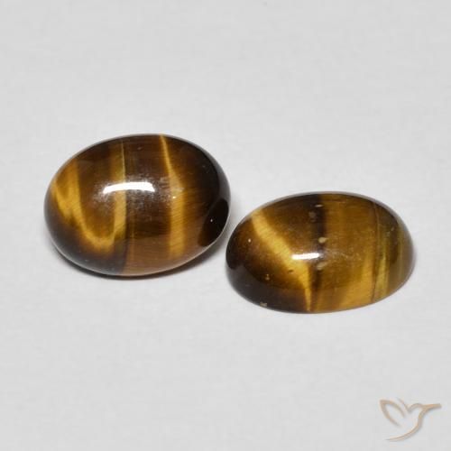 Pedras preciosas de Olho de Tigre Marrom-amarelado natural de 2.40 ct, oval, Opaco