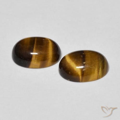 Pedras preciosas de Olho de Tigre Marrom-amarelado natural de 2.40 ct, oval, Opaco