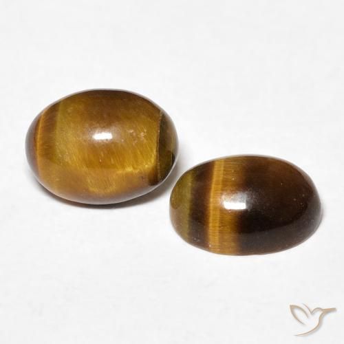 Pedras preciosas de Olho de Tigre Marrom dourado natural de 2.64 ct, oval, Opaco