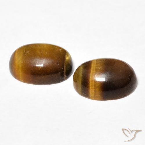 Pedras preciosas de Olho de Tigre Marrom dourado natural de 2.64 ct, oval, Opaco