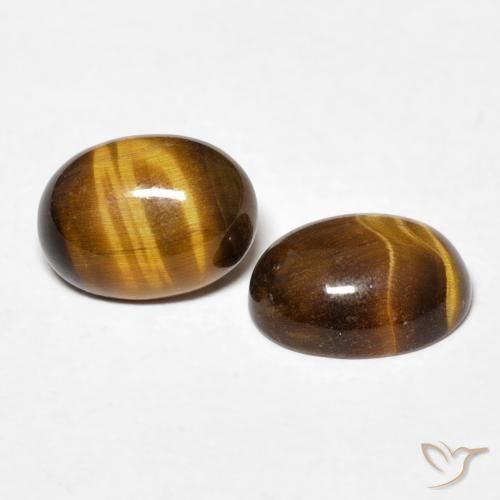 Pedras preciosas de Olho de Tigre Marrom Quente natural de 2.45 ct, oval, Opaco