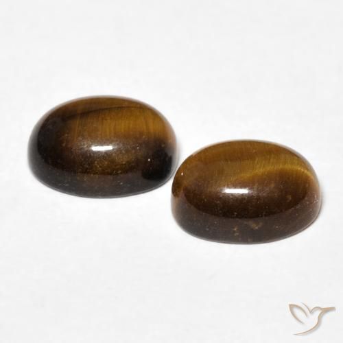 Pedras preciosas de Olho de Tigre Marrom-amarelado natural de 2.87 ct, oval, Opaco