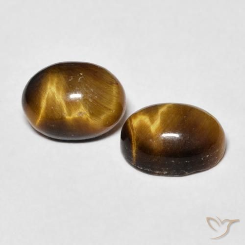 Pedras preciosas de Olho de Tigre Marrom-amarelado natural de 3.34 ct, oval, Opaco