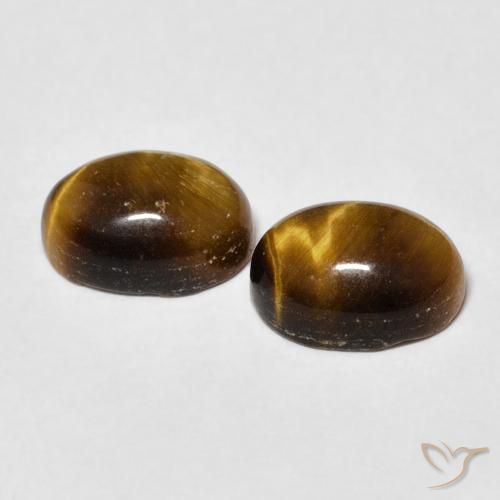 Pedras preciosas de Olho de Tigre Marrom-amarelado natural de 3.34 ct, oval, Opaco