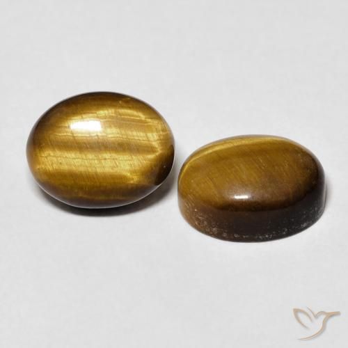 Pedras preciosas de Olho de Tigre Marrom dourado natural de 6.38 ct, oval, Opaco